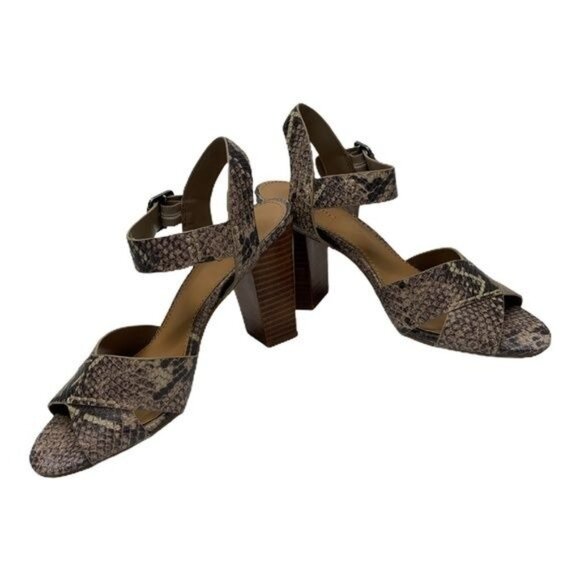 Crown Vintage Snake Print Block Heel Sandals Faux Leather Women’s Size 8 - Picture 8 of 10